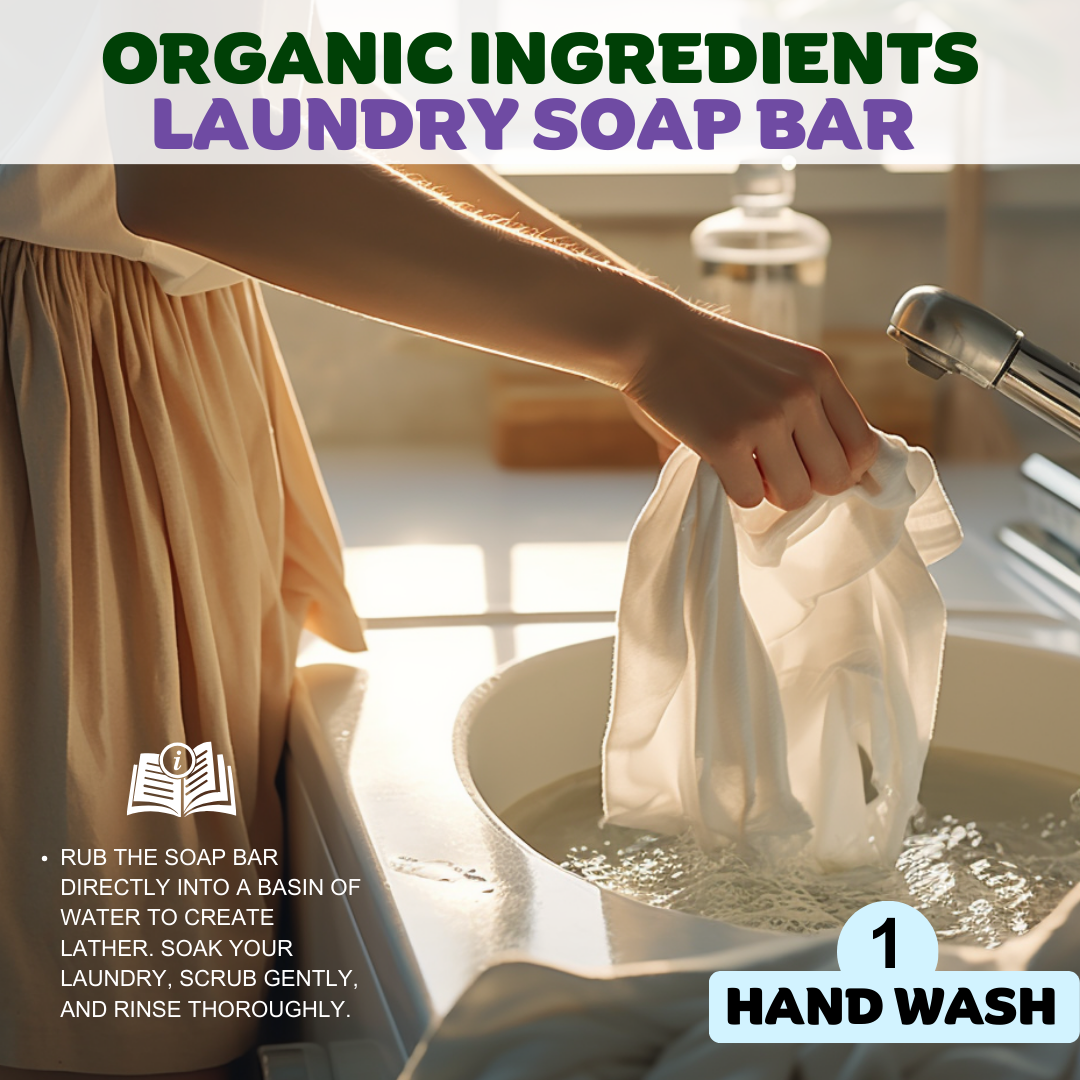 LAVENDER Laundry Soap Bar - Hypoallergenic and Organic Formula for Sensitive Skin - Delicate Stain Remover for Clothes, Underwear, Collar