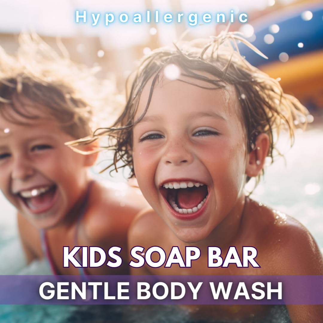 Hypoallergenic LAVENDER Kids Soap Bar | Natural Ingredients for Sensitive Skin | Gentle and Fun Bath Time