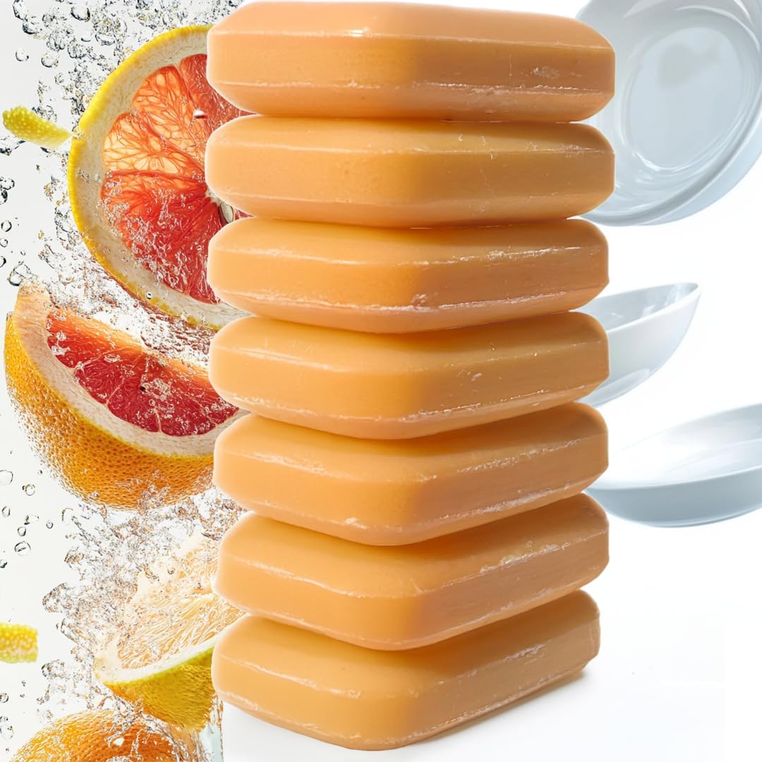 7 Pc - Citrus Essential Oil Dish Soap Bar - Organic - Skin-Safe, Non-Toxic, Sustainable Kitchen Soap - Zero Waste - Kelebs