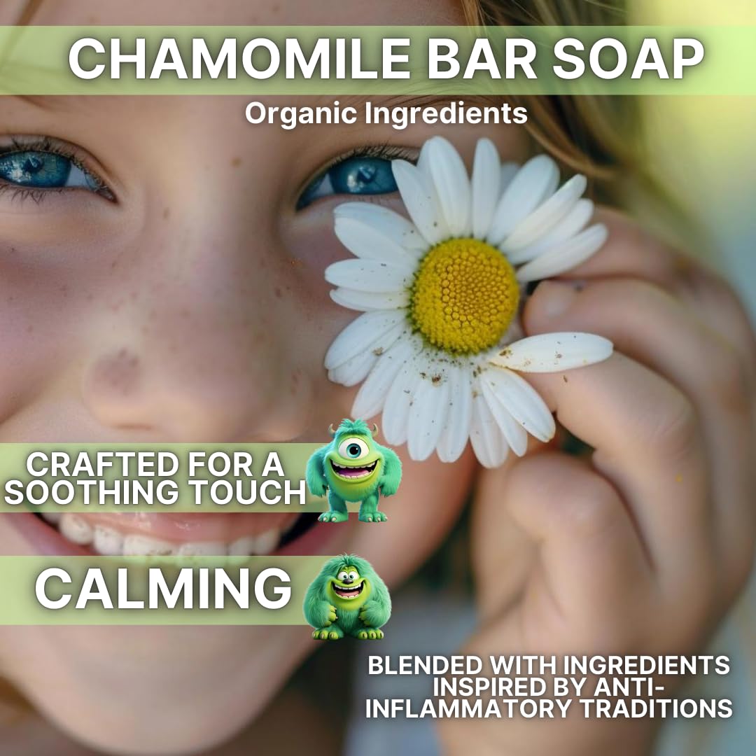 Hypoallergenic CHAMOMILE Kids Soap Bar | Natural Ingredients for Sensitive Skin | Gentle and Fun Bath Time