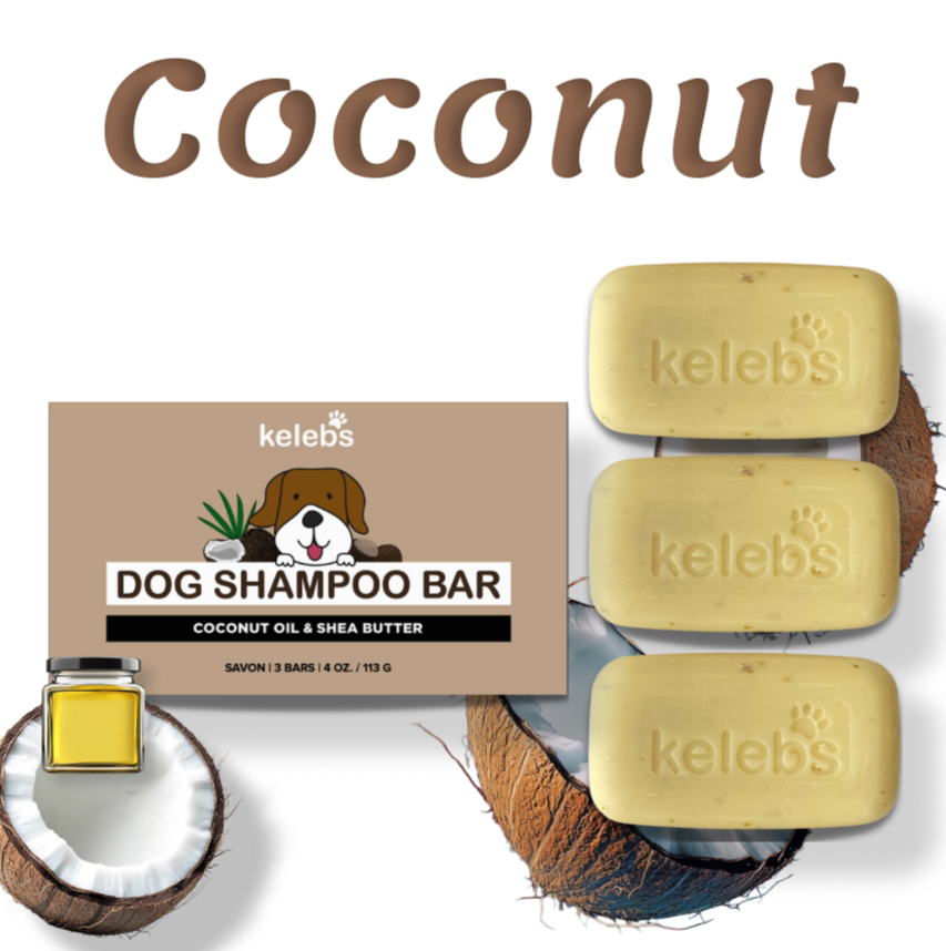 3 Bars - DeShedding Dog Shampoo Bar | Anti-Shedding & Moisturizing | Coconut Oil, Shea Butter | Organic & Gentle for Sensitive Skin