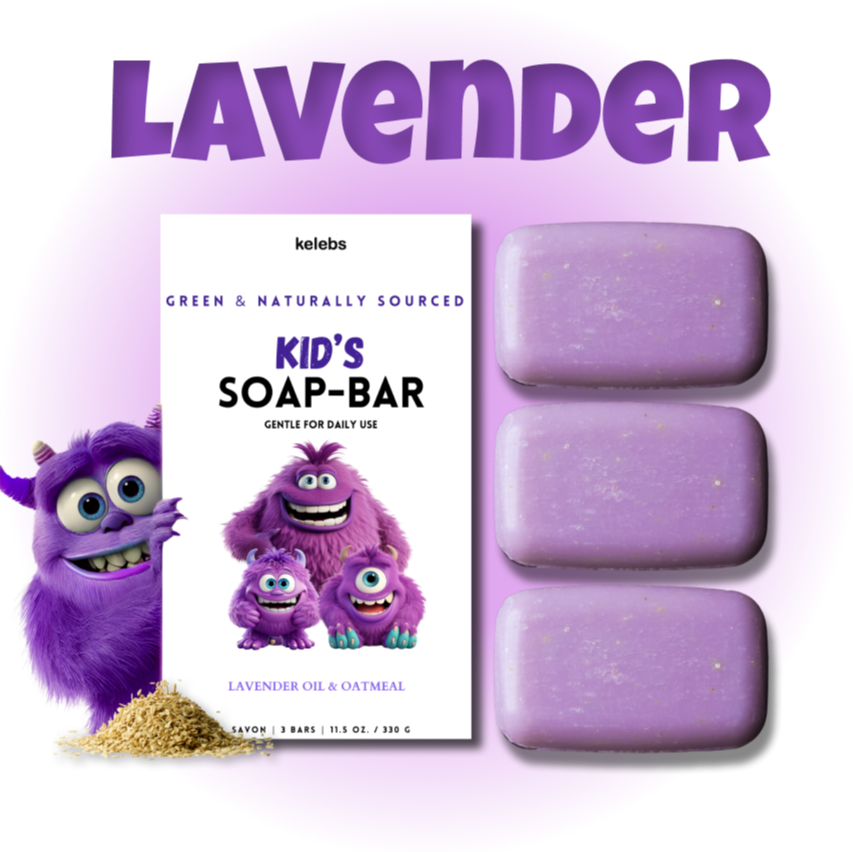 Hypoallergenic LAVENDER Kids Soap Bar | Natural Ingredients for Sensitive Skin | Gentle and Fun Bath Time