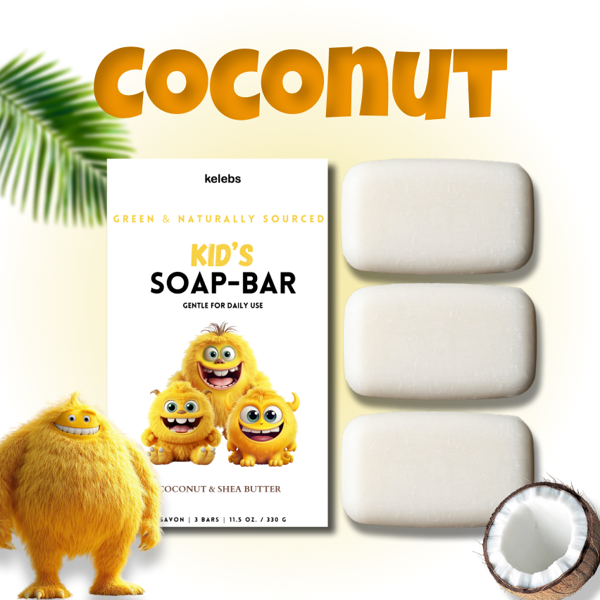 Hypoallergenic COCONUT Kids Soap Bar | Natural Ingredients for Sensitive Skin | Gentle and Fun Bath Time