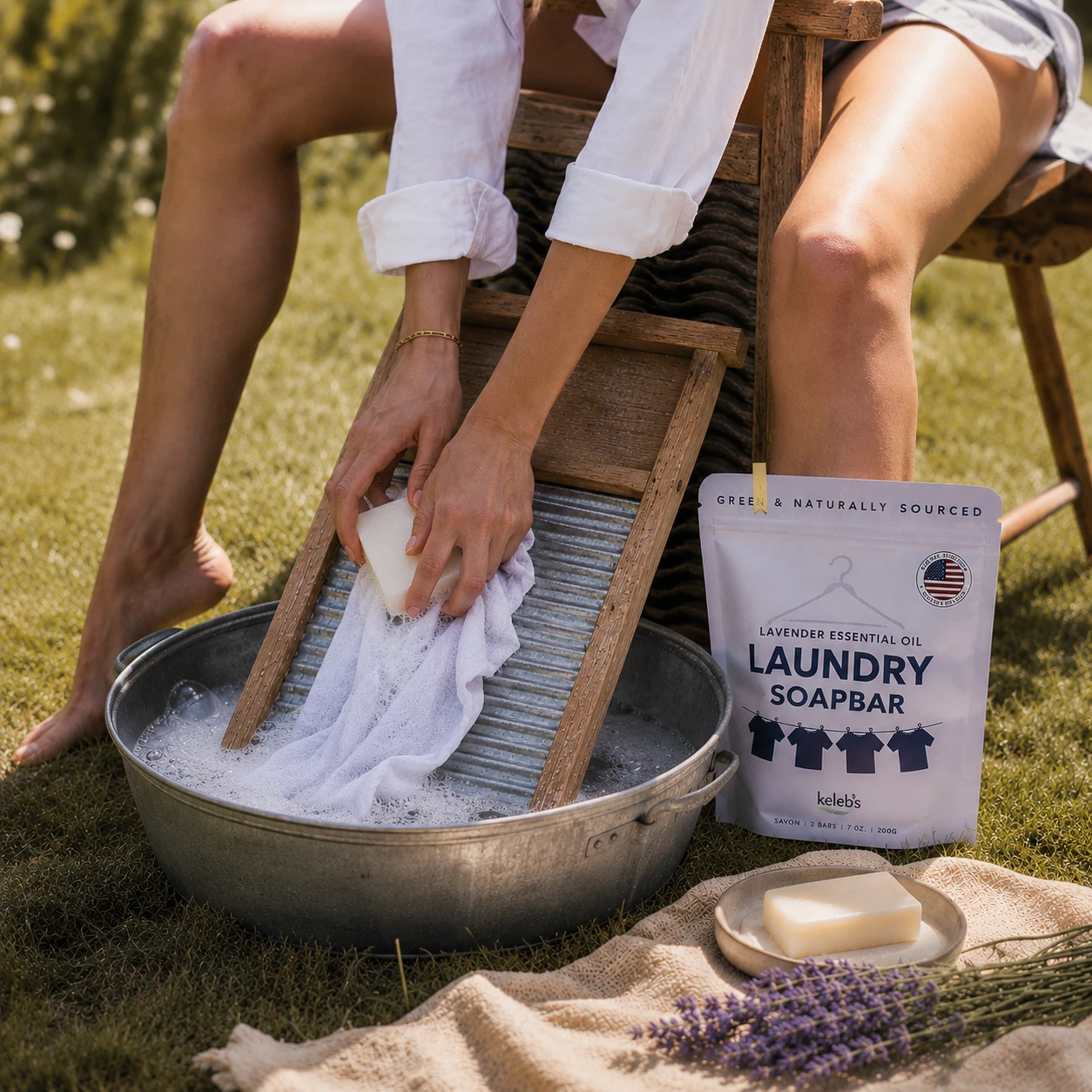 Hand wash with laundry bar