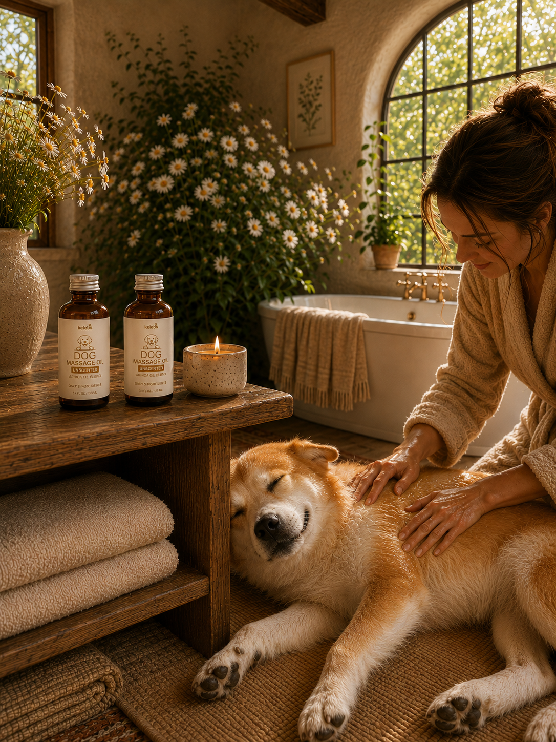 Arnica oil dog massage