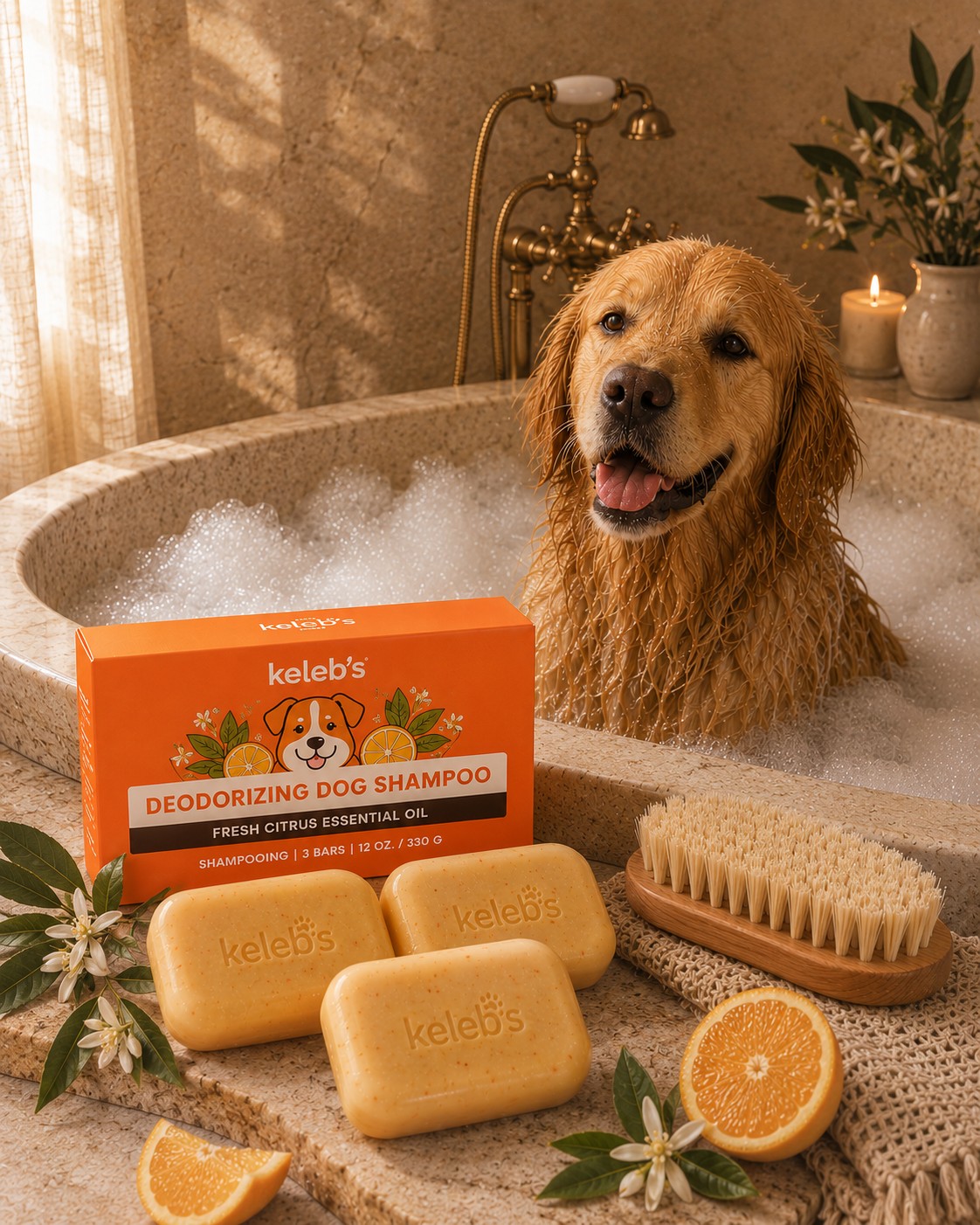 Citrus dog shampoo bar